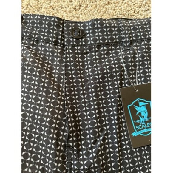 Scales Mens NAUTICAL SAIL 8.5" WALKSHORTS black Geometric Print Size 36 - Picture 3 of 9